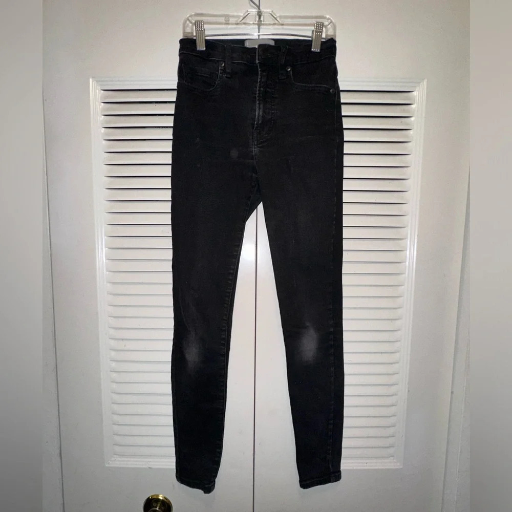 Everlane the high rise skinny black washed denim jeans